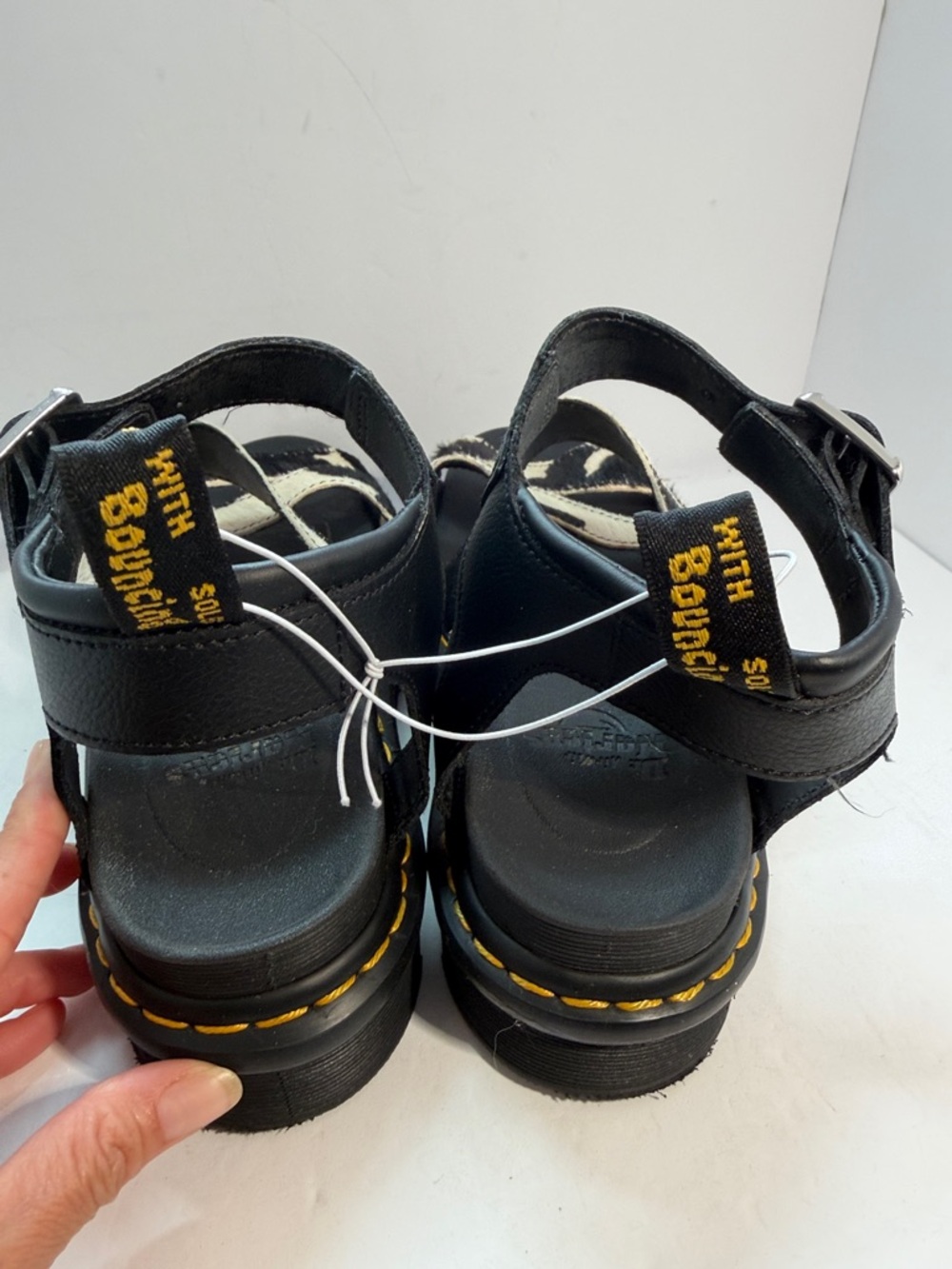 Dr. Martens Black and White Cowhide Platform Sandals - Picture 4 of 10